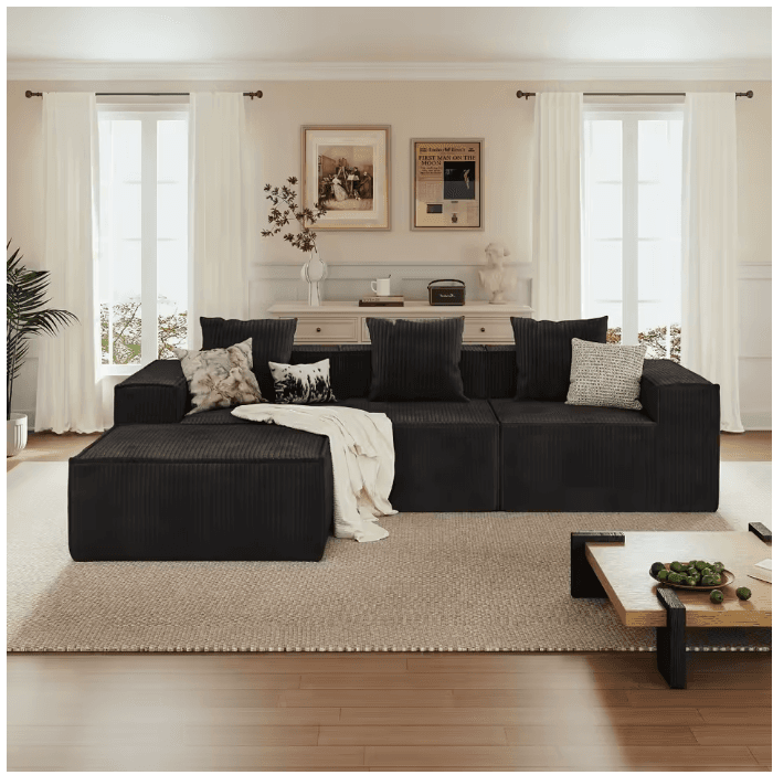 Canapé sectionnel convertible 3 places gris