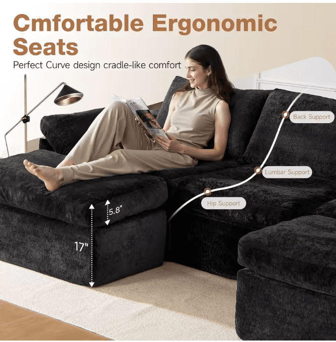Canapé modulable en U style nuage noir vue 4