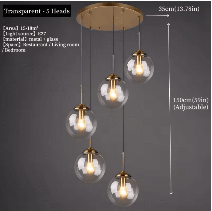 Lustre suspension en verre à globes vue 16