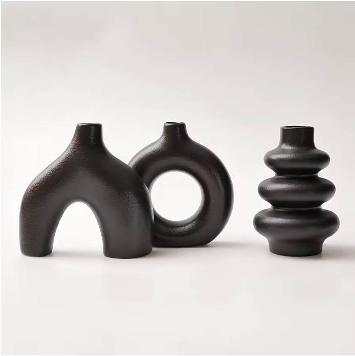 Ensemble de vases en céramique bohème noir vue 2