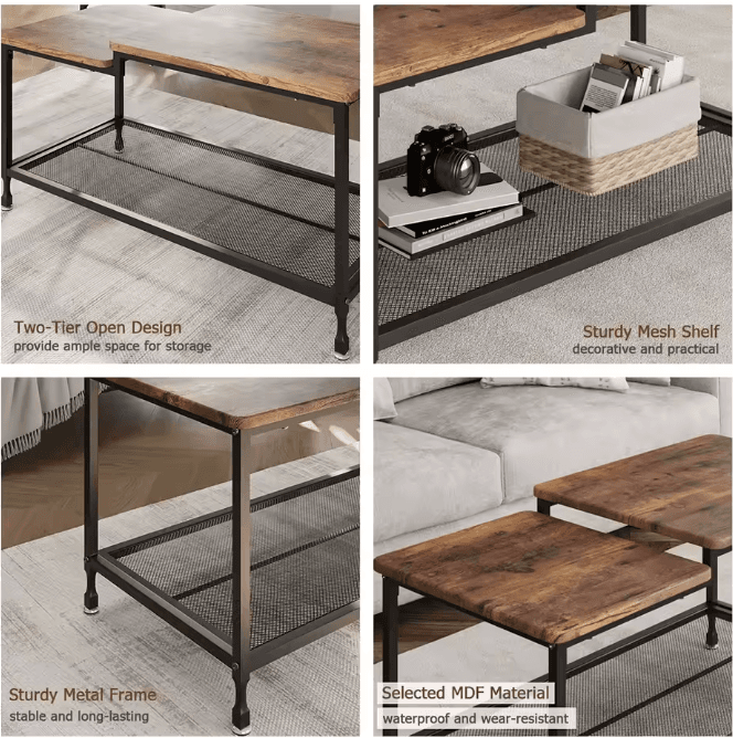 Table basse industrielle 2 niveaux 3