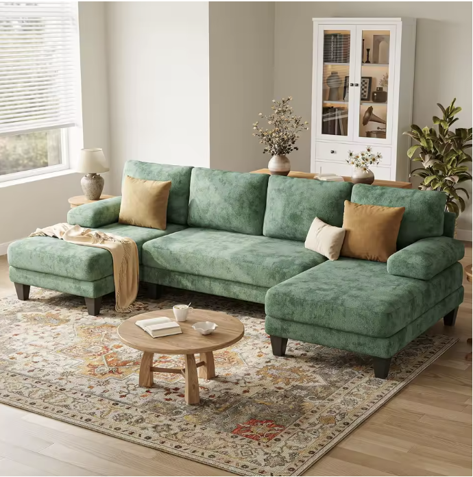 Canapé d'angle modulable en U vert