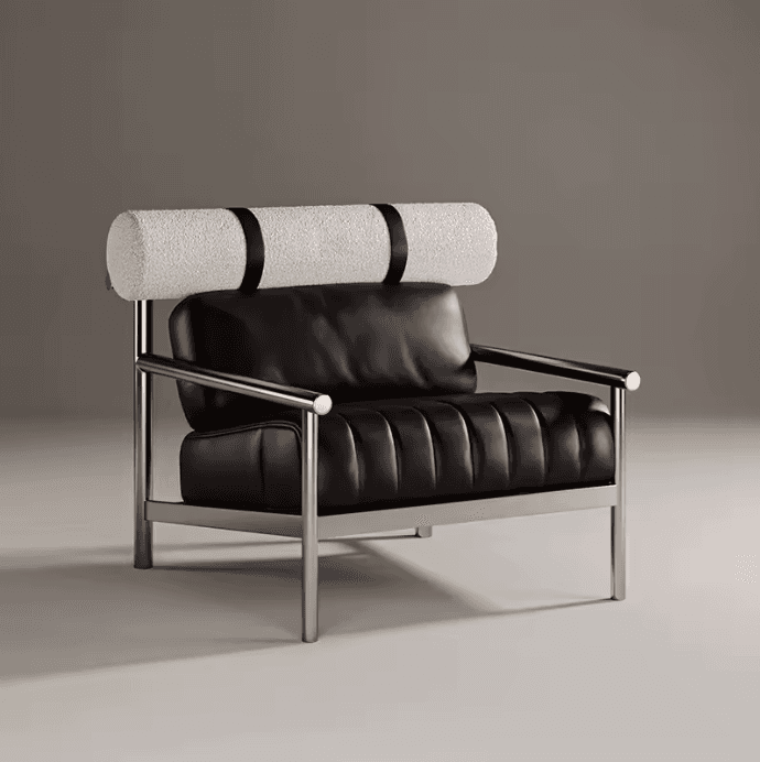 Fauteuil Bauhaus en cuir noir & acier