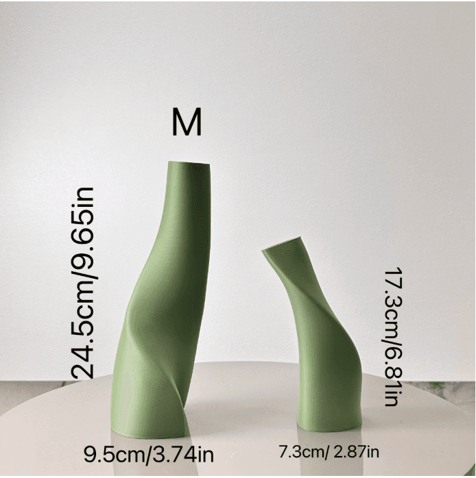 Ensemble de 2 vases double forme spéciale vert matcha vue 3