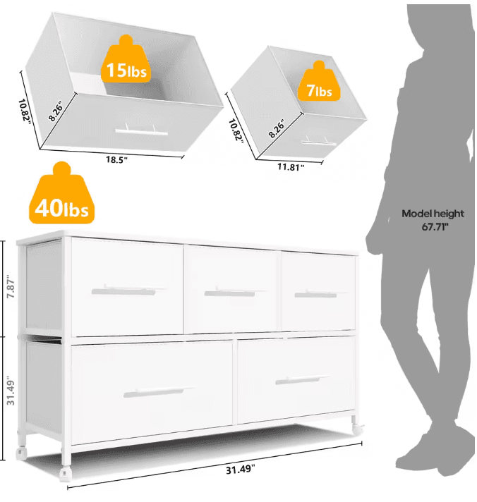 Commode meuble TV long à tiroirs vue 5