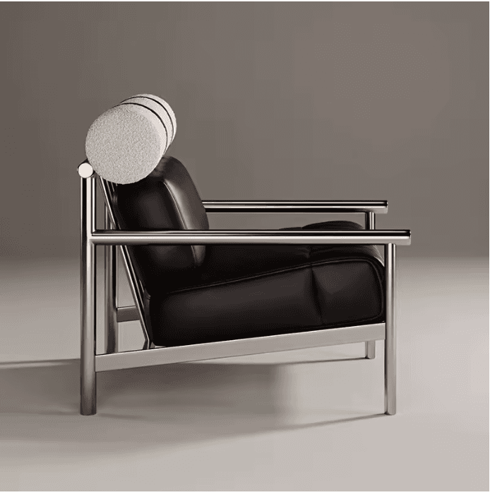 Fauteuil Bauhaus en cuir noir & acier