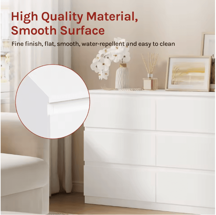Commode blanche 6 tiroirs vue 3
