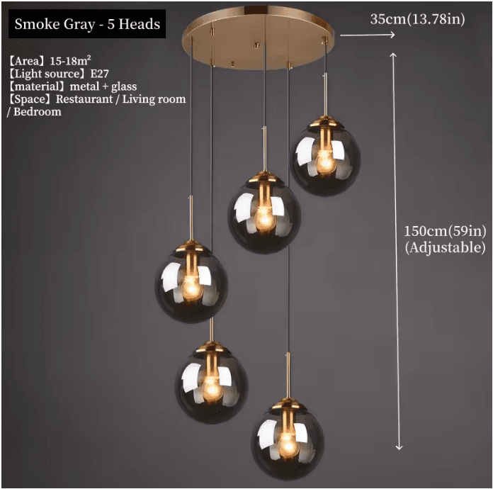 Lustre suspension en verre à globes vue 14