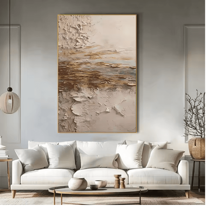 Tableau abstrait doré & brun