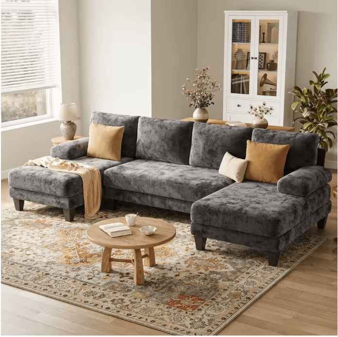 Canapé d'angle modulable en U gris foncé