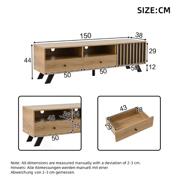 Meuble TV bois 150 cm vue 5