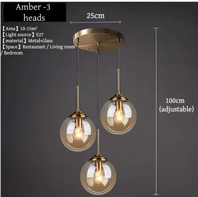 Lustre suspension en verre à globes vue 9