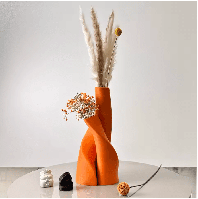 Ensemble de 2 vases double forme spéciale orange