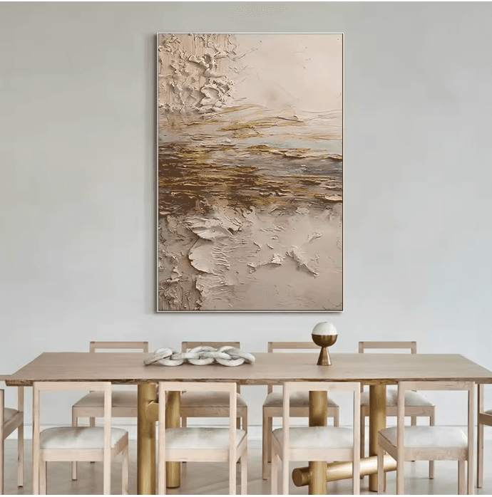 Tableau abstrait doré & brun vue 4