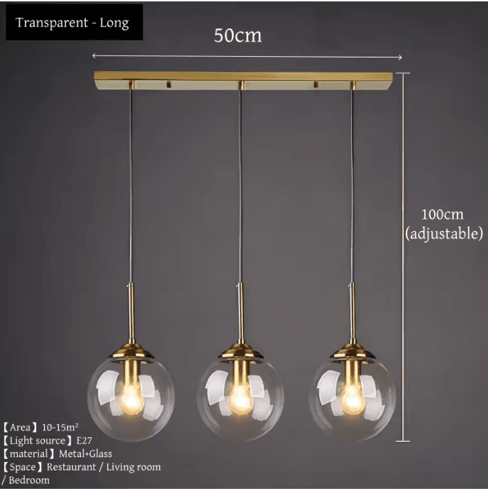 Lustre suspension en verre à globes vue 18