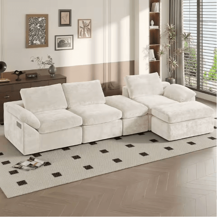 Canapé modulable en U style nuage blanc