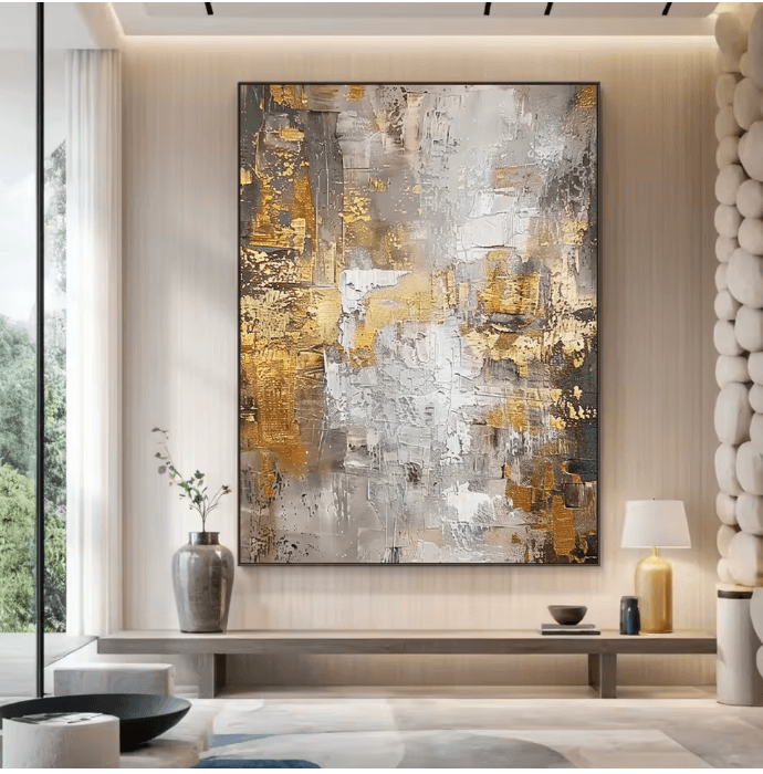 Tableau abstrait Horizon doré
