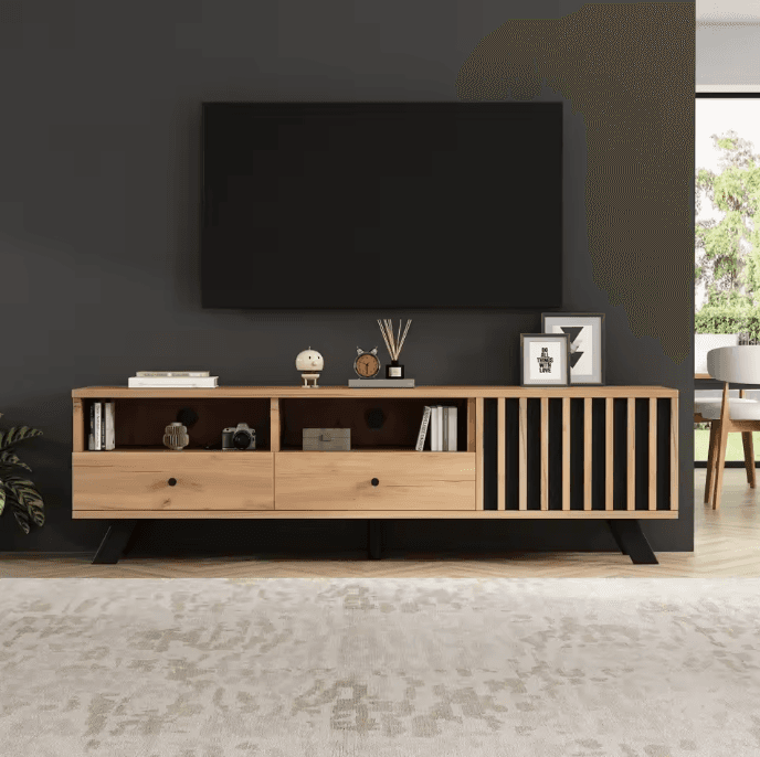 Meuble TV bois 150 cm vue 4