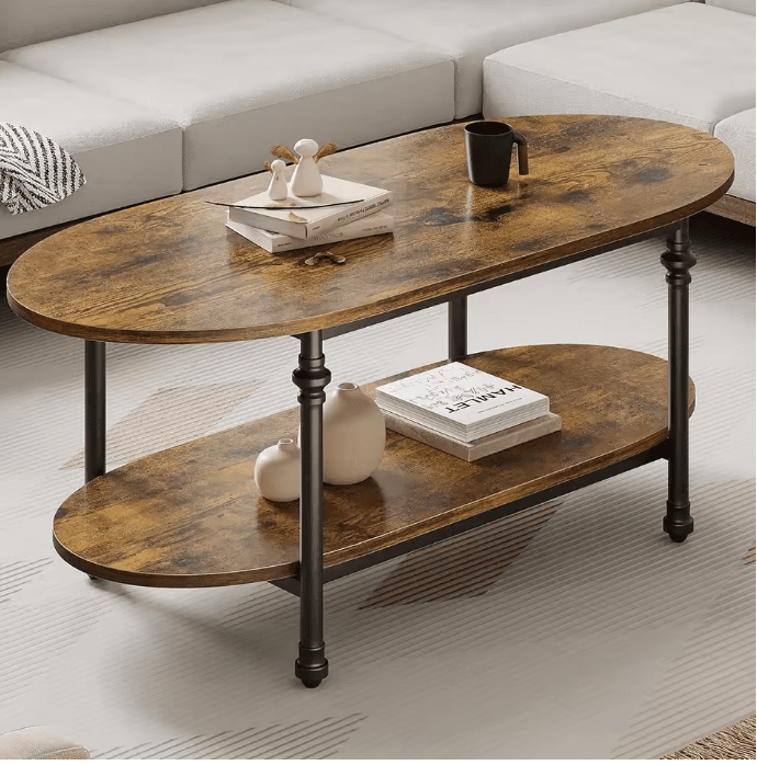 Table basse ovale vintage 2 niveaux 2