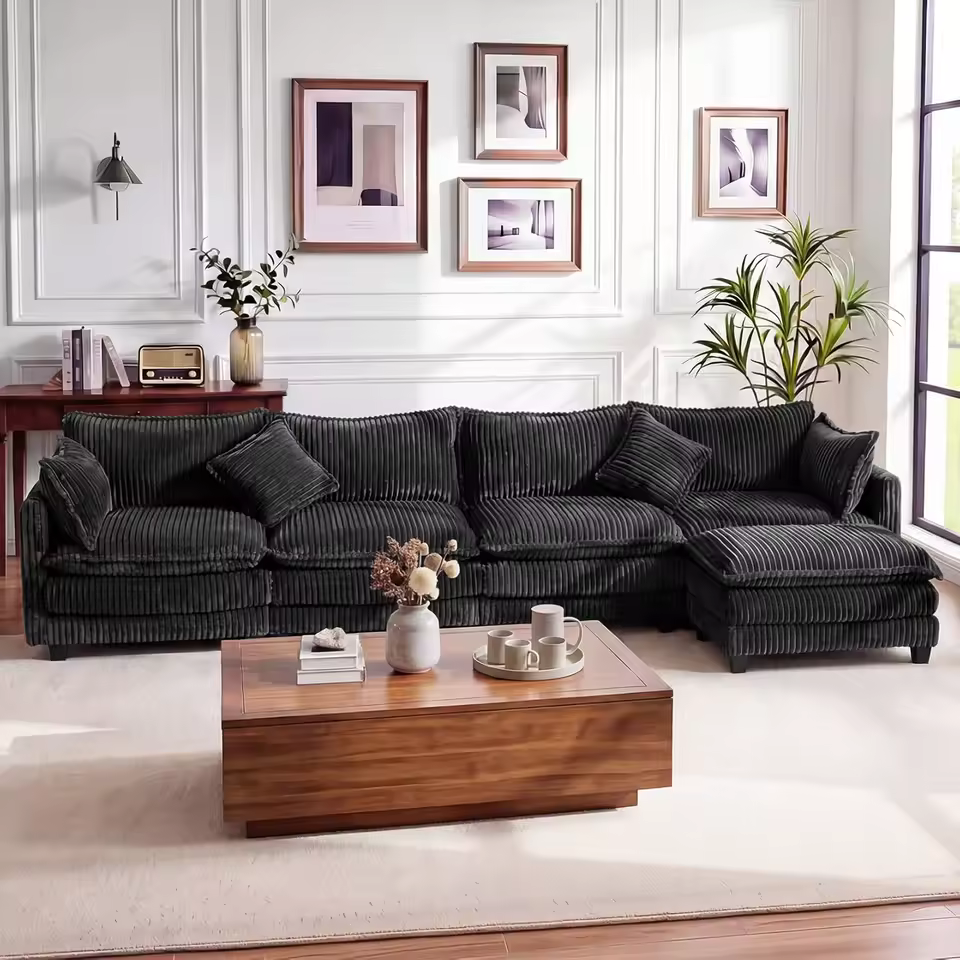 Canapé modulable en L style nuage gris anthracite