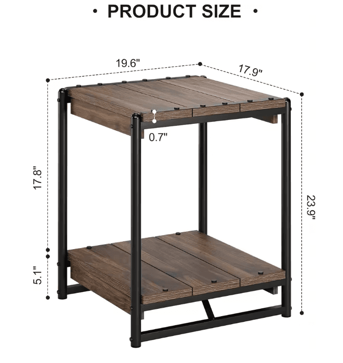 Table d'appoint 2 niveaux noyer vue 4