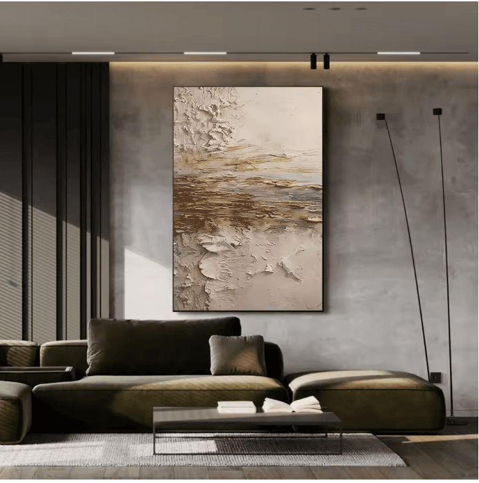 Tableau abstrait doré & brun vue 5