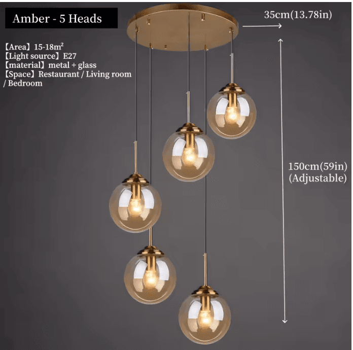 Lustre suspension en verre à globes vue 15