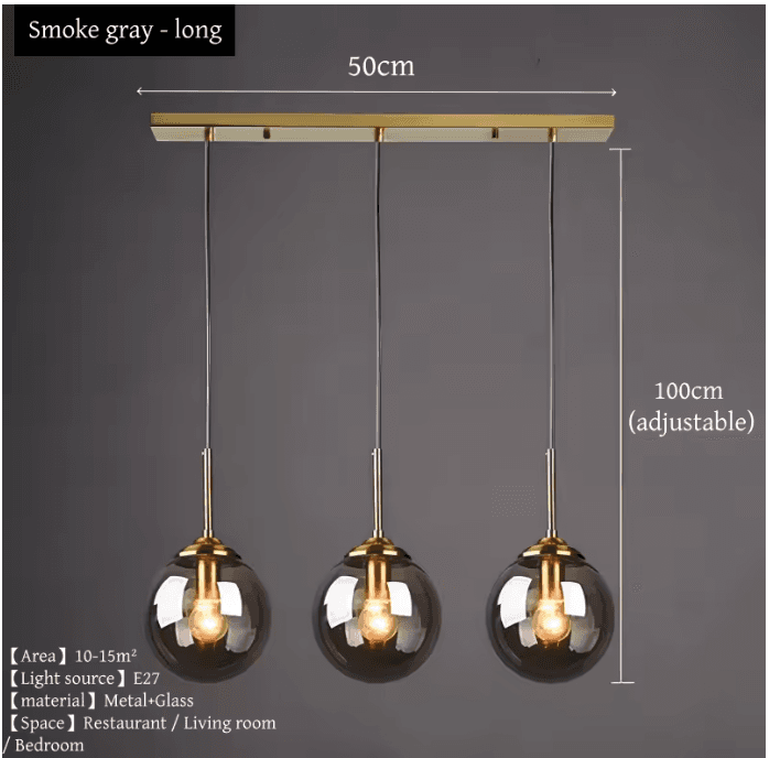 Lustre suspension en verre à globes vue 17