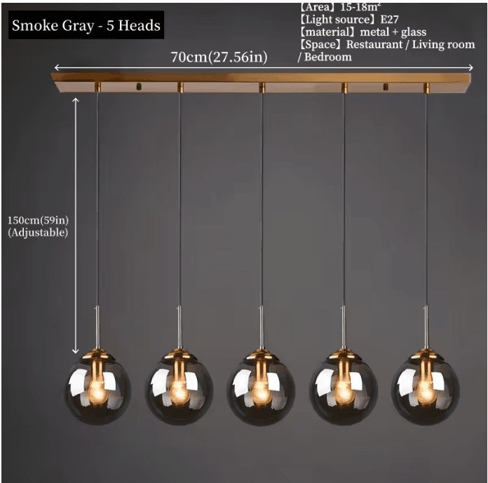 Lustre suspension en verre à globes vue 20