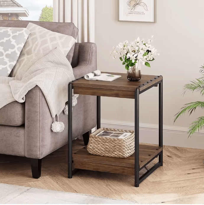 Table d'appoint 2 niveaux noyer vue 2
