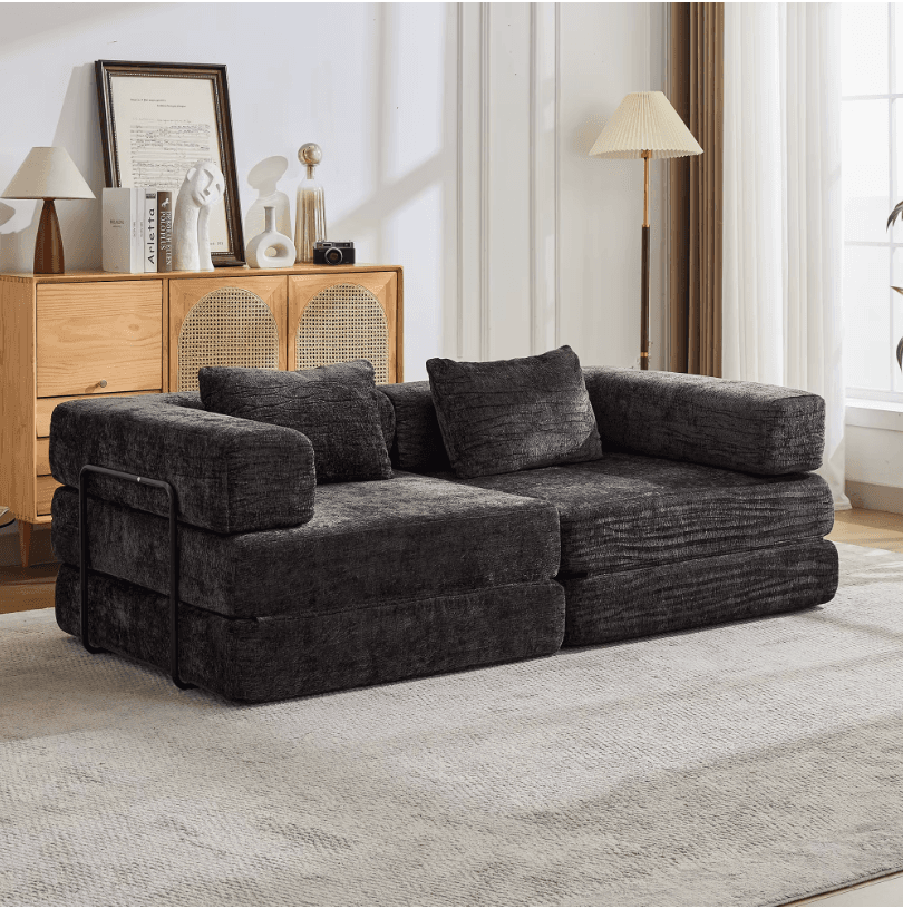 Canapé-lit modulaire chenille