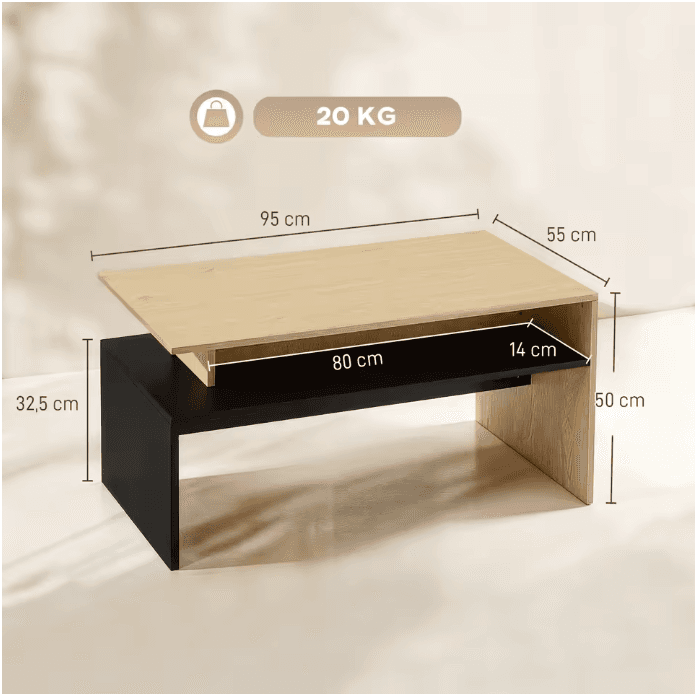 Table basse bicolore à niveaux décalés 5