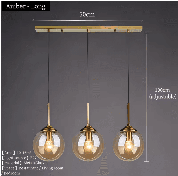 Lustre suspension en verre à globes vue 12
