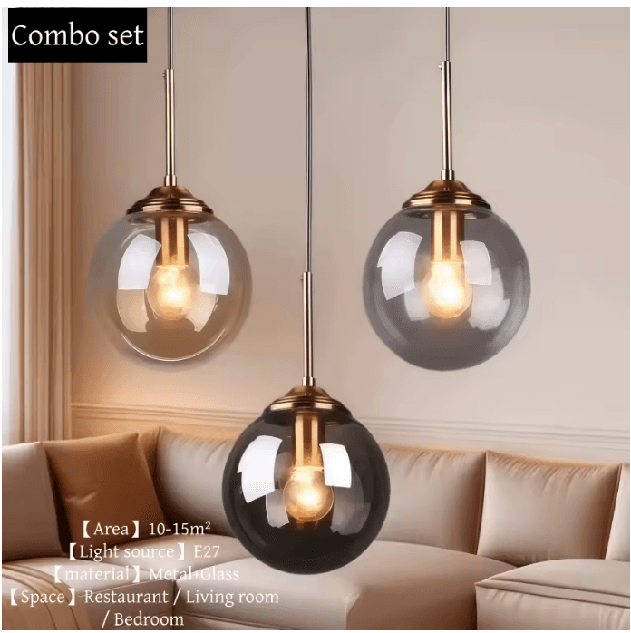 Lustre suspension en verre à globes vue 13