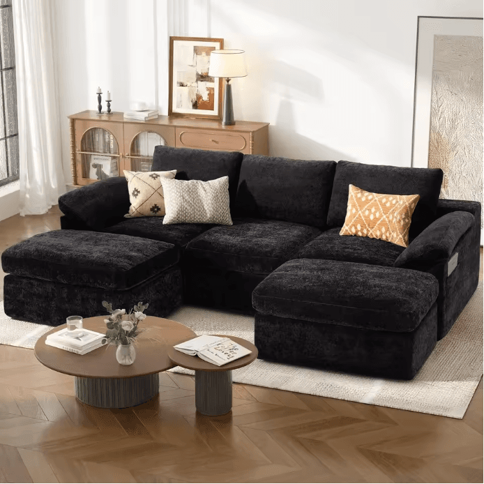Canapé modulable en U style nuage noir vue 1