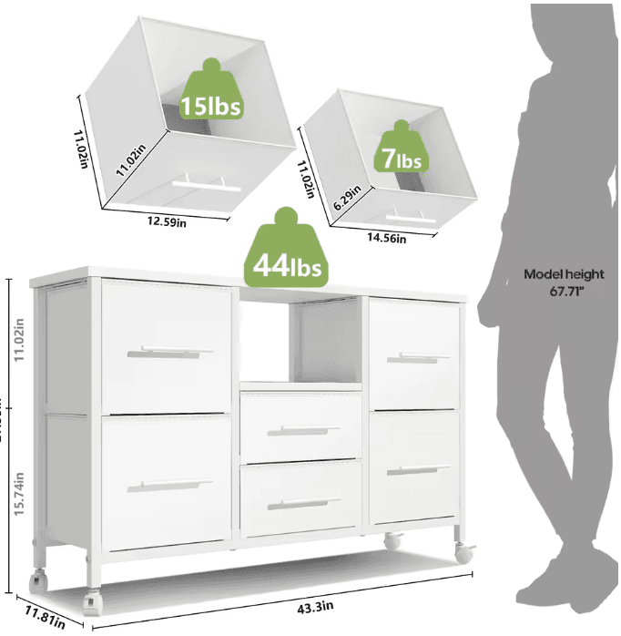 Commode meuble TV long à tiroirs vue 4