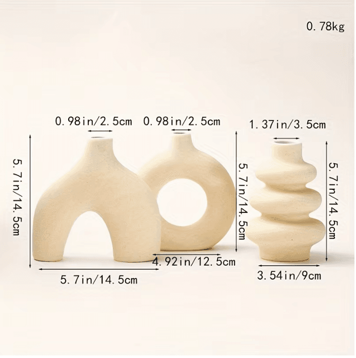 Ensemble de vases en céramique bohème beige vue 4