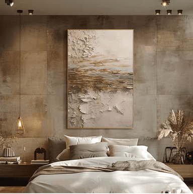 Tableau abstrait doré & brun
