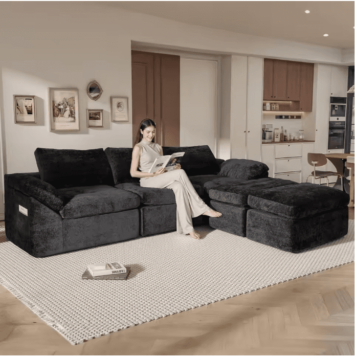 Canapé modulable en U style nuage noir vue 2