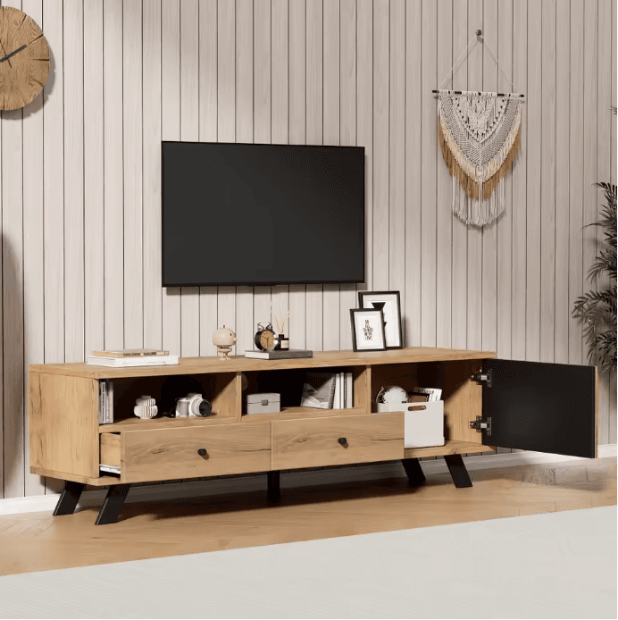 Meuble TV bois 150 cm vue 2