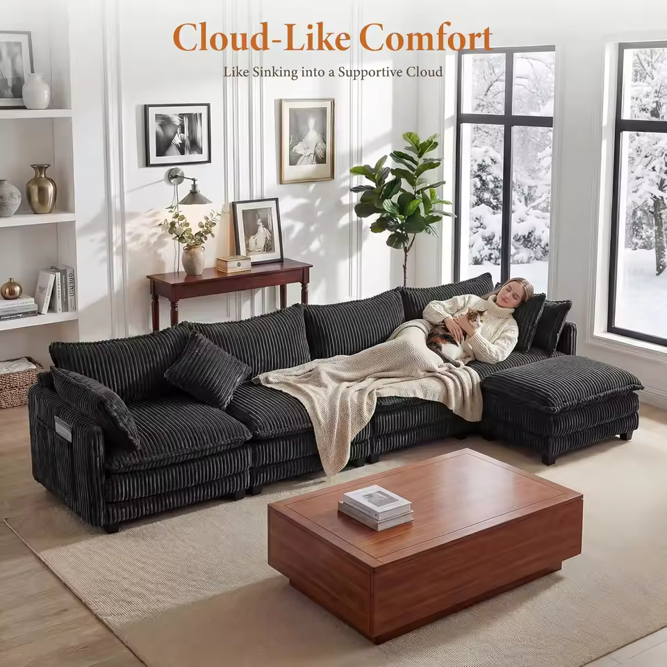 Canapé modulable en L style nuage gris anthracite vue 6