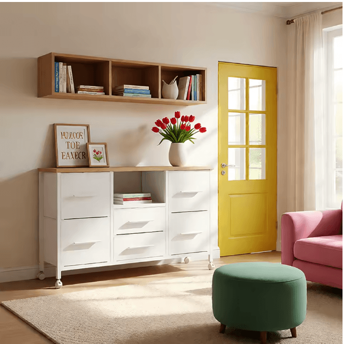Commode meuble TV long à tiroirs