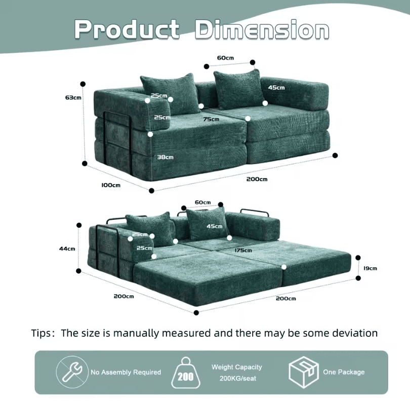 Canapé-lit modulaire chenille vue 8