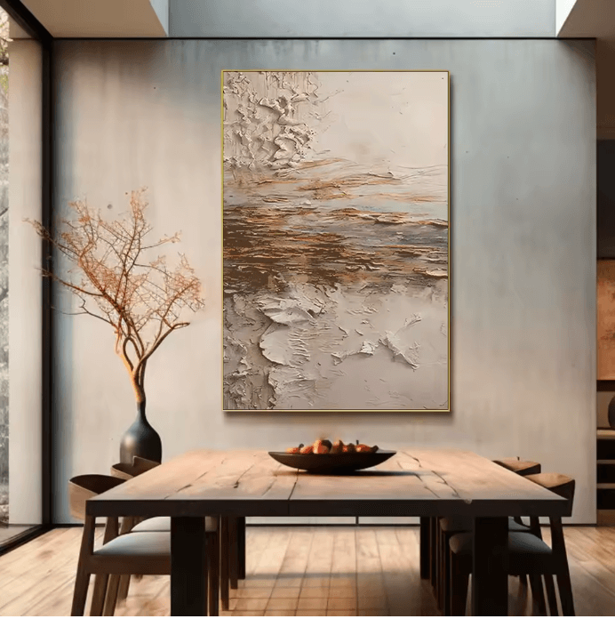 Tableau abstrait doré & brun vue 6