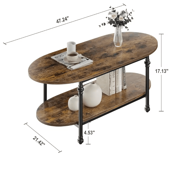 Table basse ovale vintage 2 niveaux 3