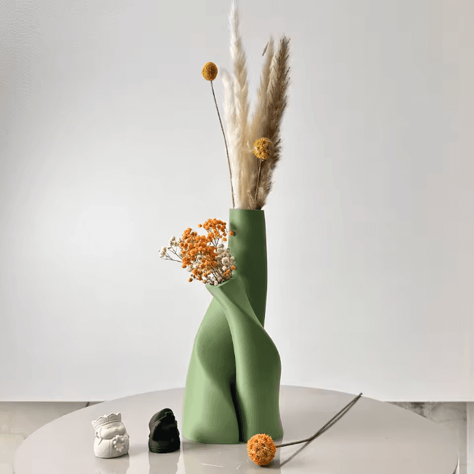 Ensemble de 2 vases double forme spéciale vert matcha vue 1
