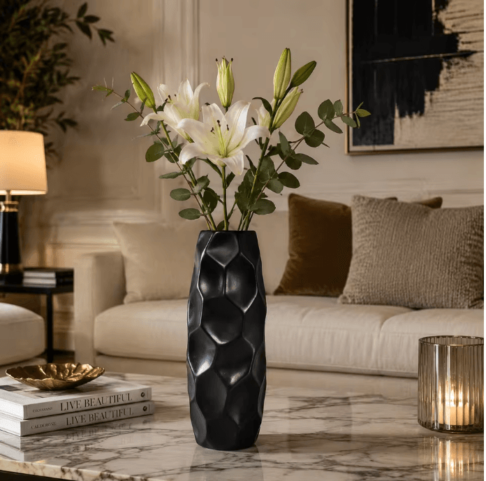 Vase décoratif abstrait moderne en résine noir