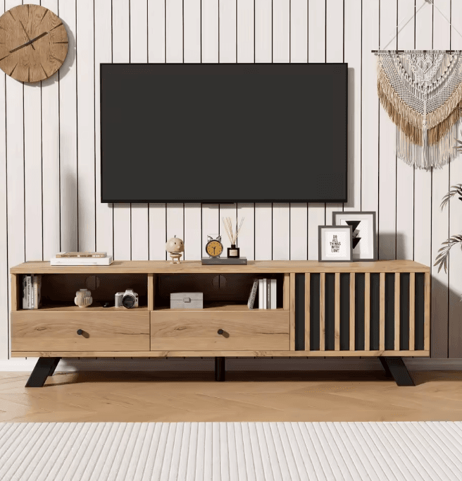 Meuble TV bois 150 cm vue 3