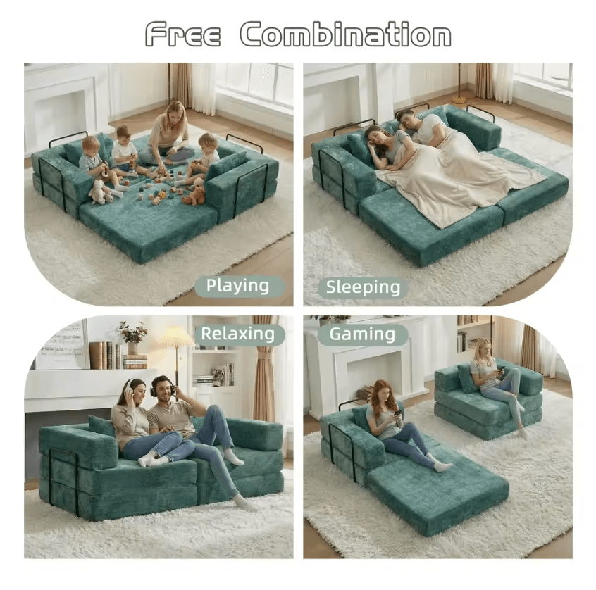 Canapé-lit modulaire chenille vue 3