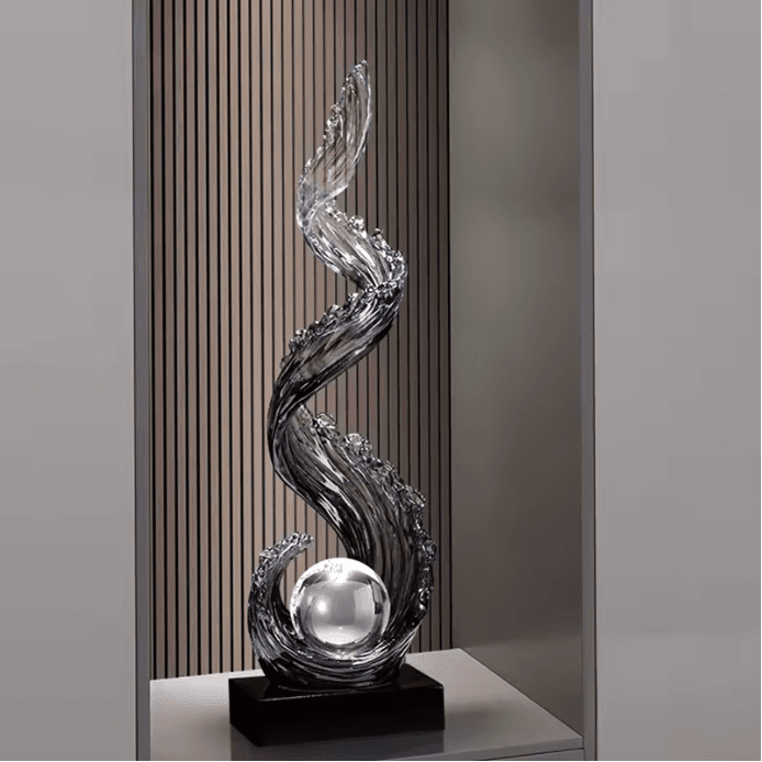 Sculpture artistique en résine bleue